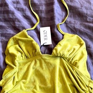 Green retro halter tie up jumpsuit